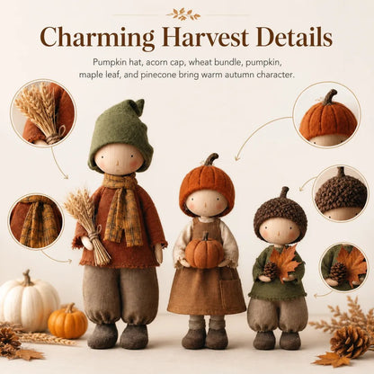 Set of 3 Rustic Fall Harvest Doll Figurines