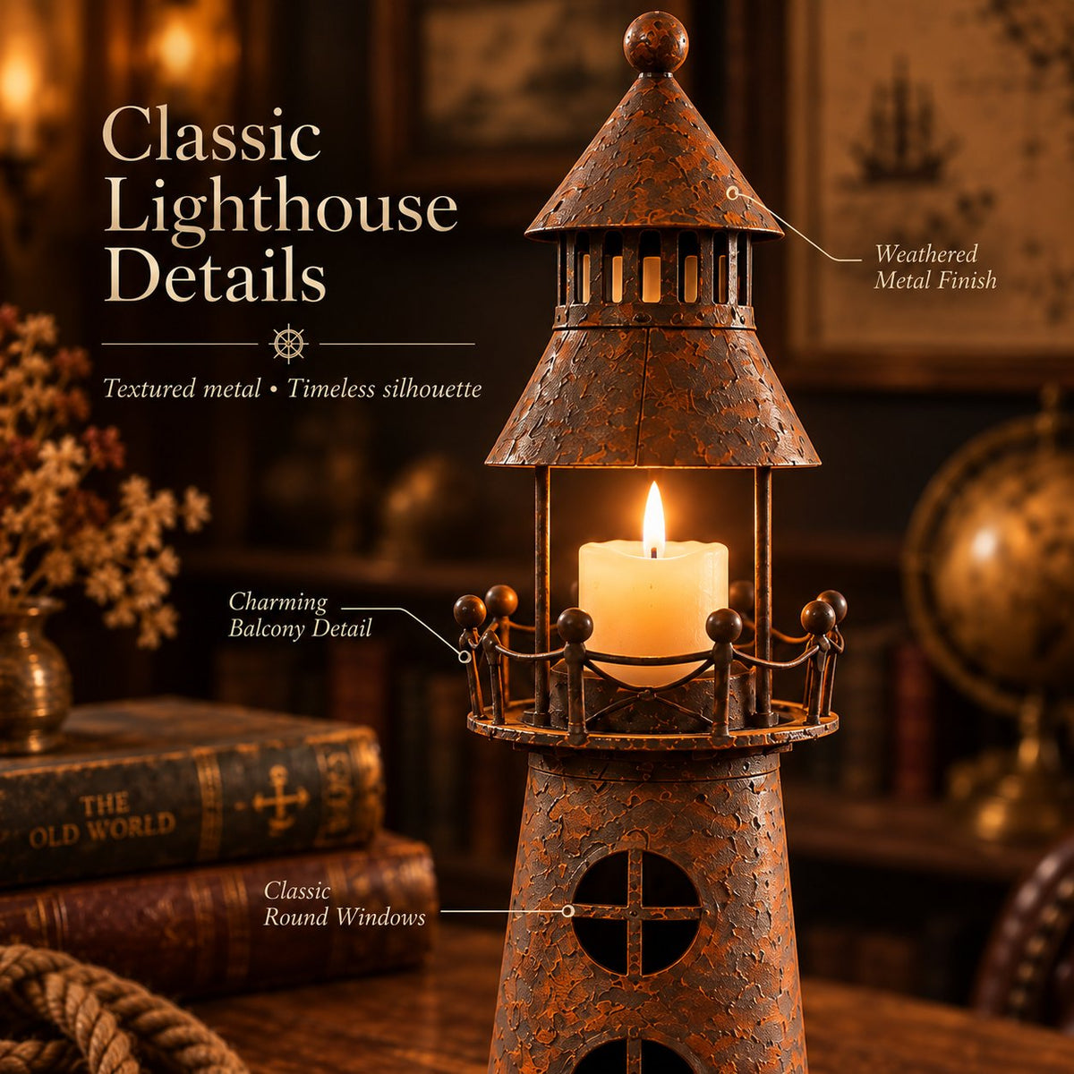 🕯️ Vintage Lighthouse Candle Lantern-Bring the Warm Glow of an Old Lighthouse Home🎁