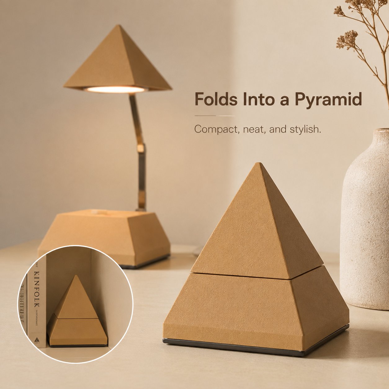 💡 Pyramid Telescopic Desk Lamp|Height Adjustable Foldable Decor Lamp for Bedroom & Study Room Lovers