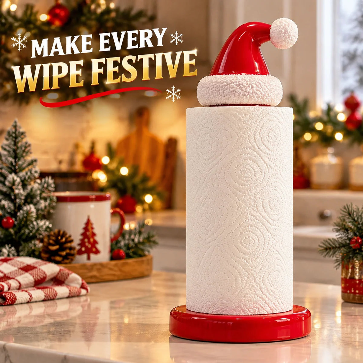 🎅 Santa Hat Christmas Paper Towel Holder | Festive Holiday Kitchen Decor 🎄