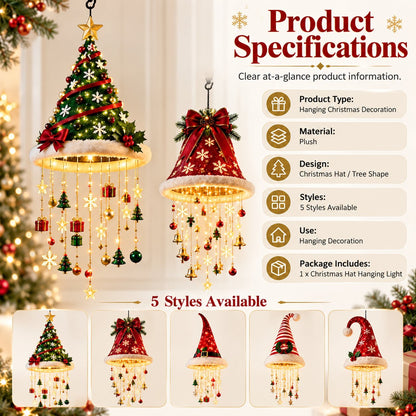 🎄 Weihnachtsmützen Hängeleuchte mit Lichteffekt