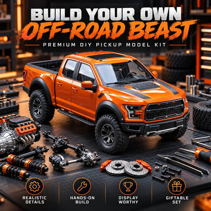 🛻 DIY Off-Road Pickup Truck Model Kit - Orange Mechanical Assembly 🏆