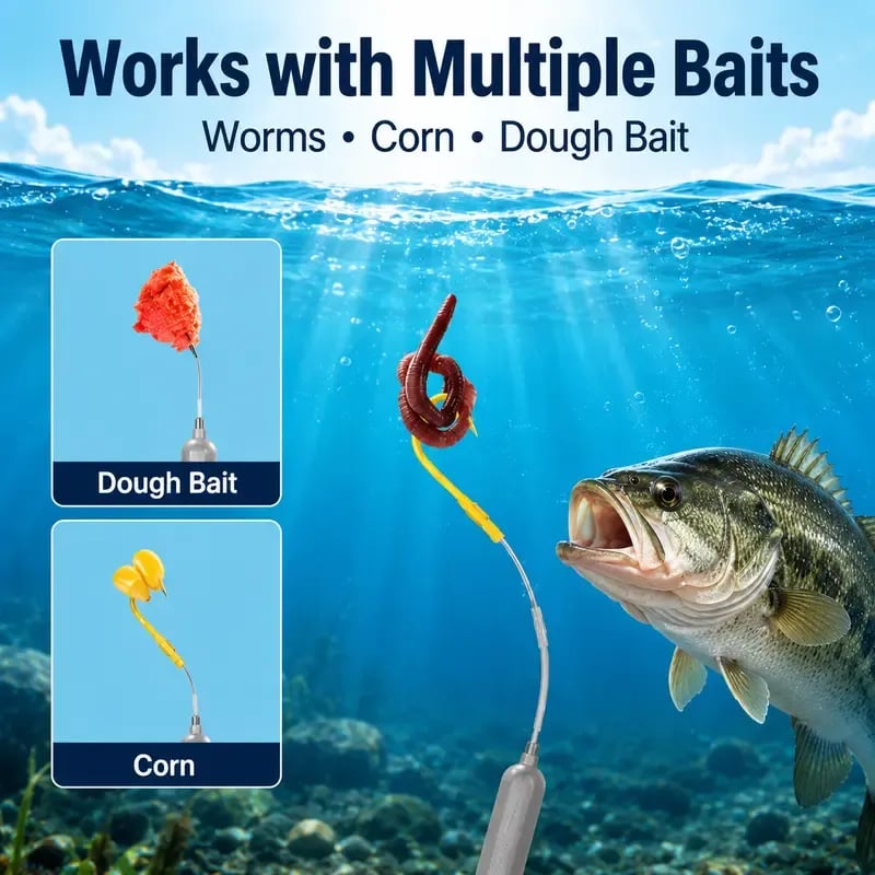 🎣🐟 Ready-to-Fish Floating Bottom Rig Set – 5 Anti-Snag Hook Leaders for Easier Fishing