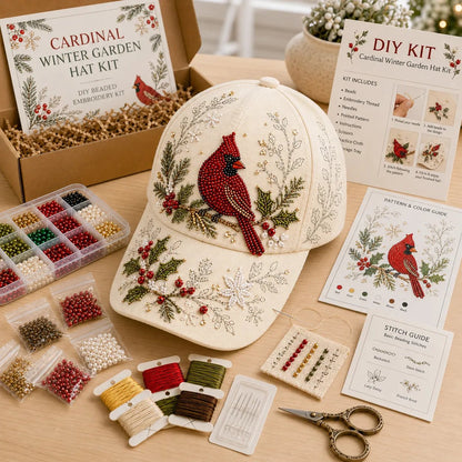🌸🐦Hummingbird Garden Beaded Hat DIY Kit – Create Wearable Art by Hand🌿✨