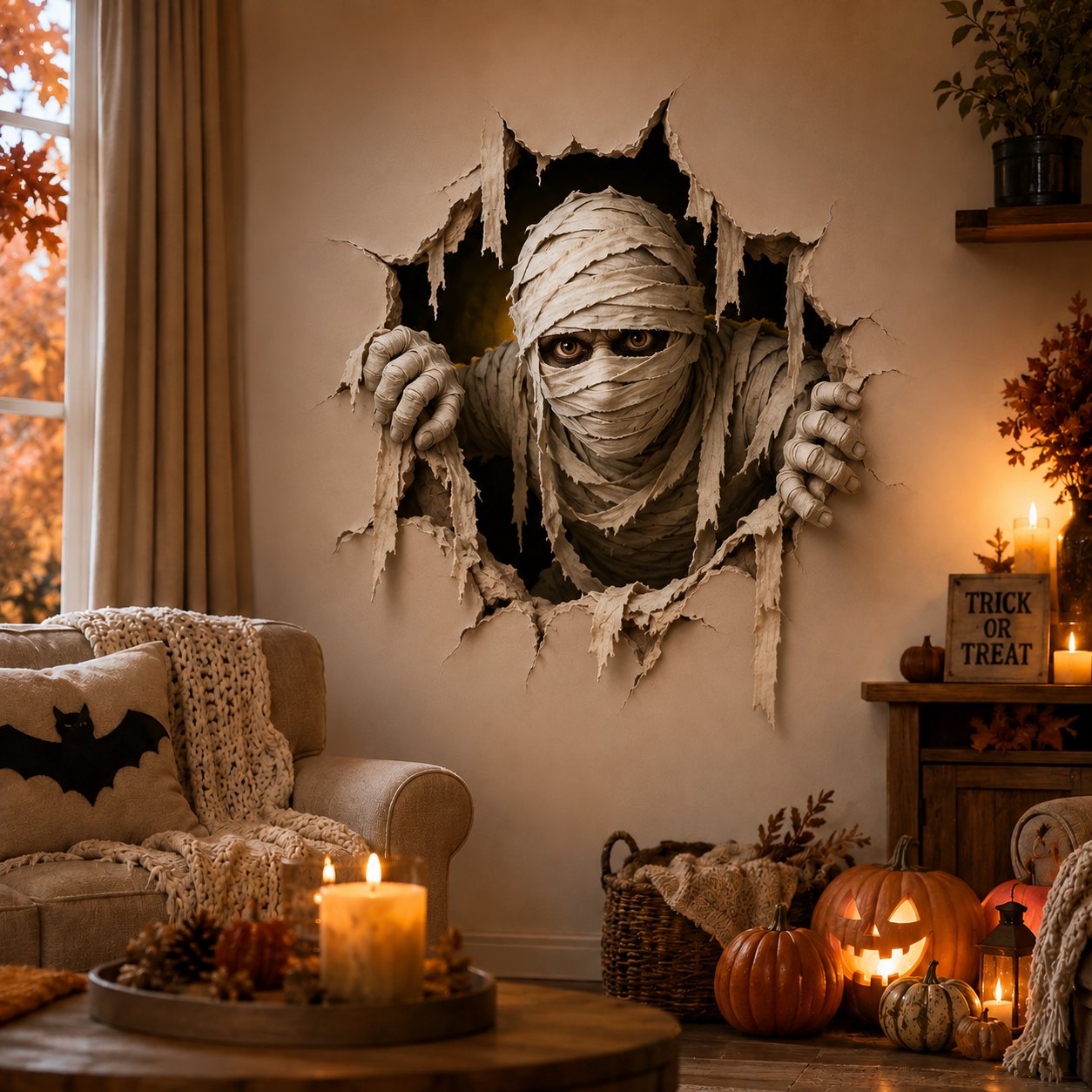 Halloween Witch Break-In 3D Wall Decal