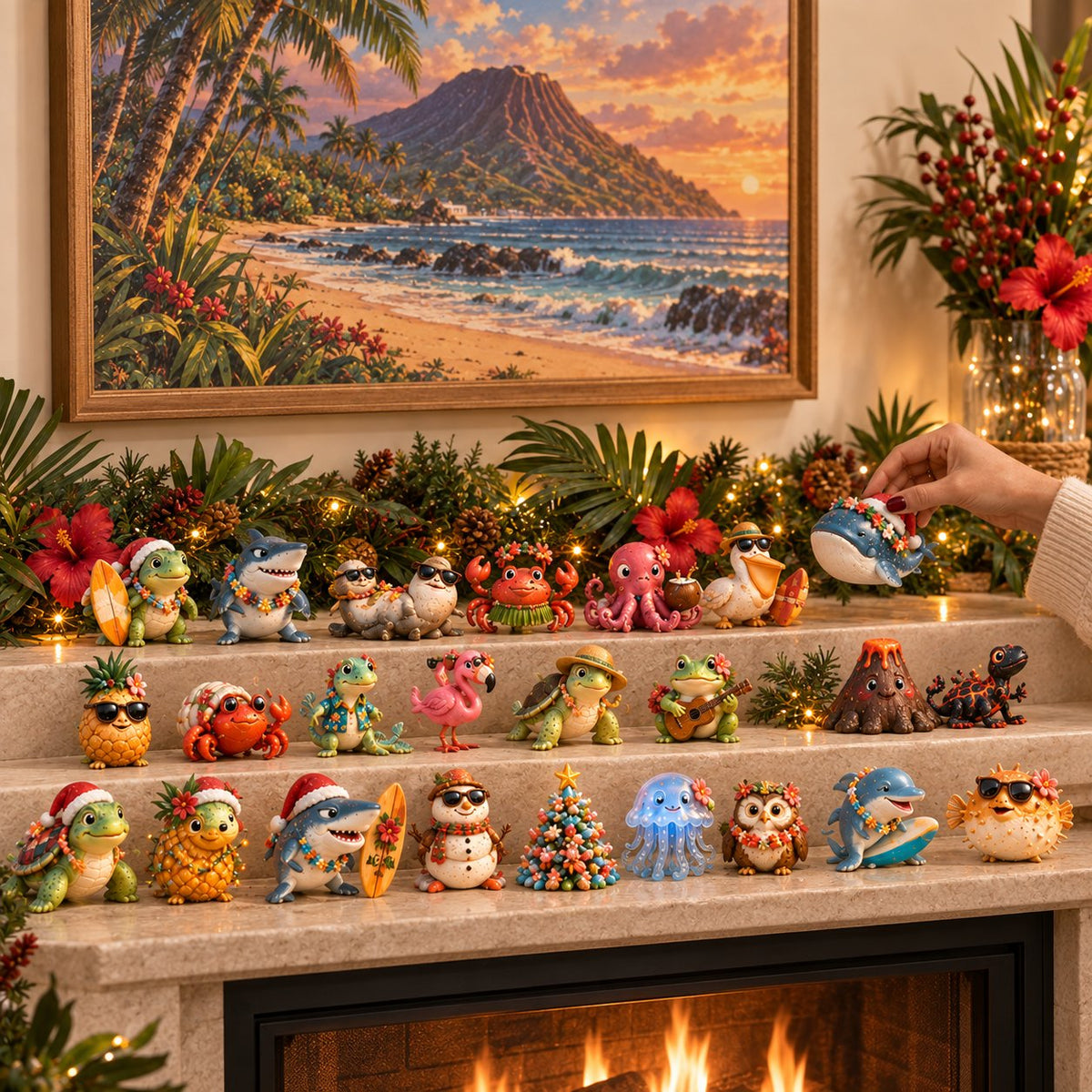 🌺 24 Days of Hawaiian Odd Friends Advent Calendar | 24 Unique Tropical Mini Figures with Daily Surprises for Hawaii Lovers, Collectors & Christmas Displays 🎄
