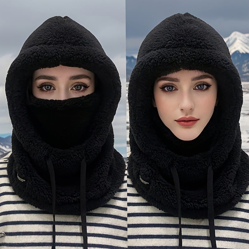 Damen-Fleece-Winterradmaske und -mütze mit Kapuze für kaltes Wetter (Modelljahr 2026)