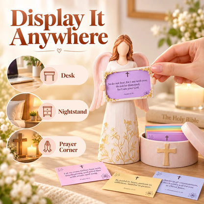 🙏✨Hand-Crafted Angel Figurine with Color-Coded Bible Verse Cards & Storage Box 🕊️