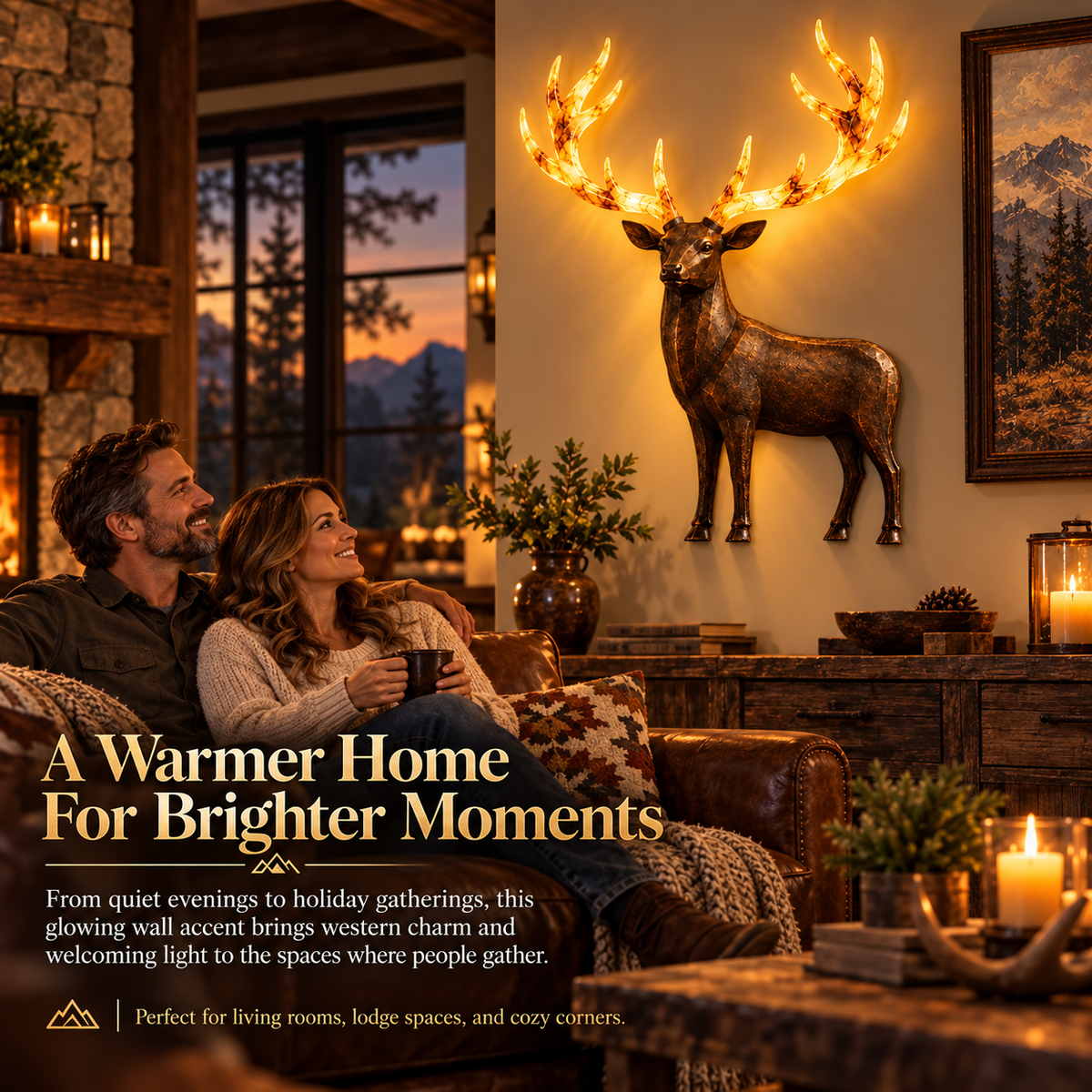 💥 Hot-Selling Half-Price Deal ✨ Light-Up Longhorn Wall Sculpture, Rustic Western-Style LED Wall Decor🎁