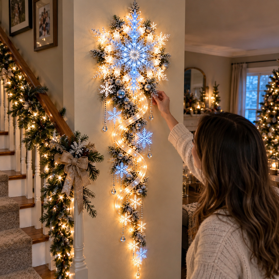 Customer unboxing winter snowflake wall decoration