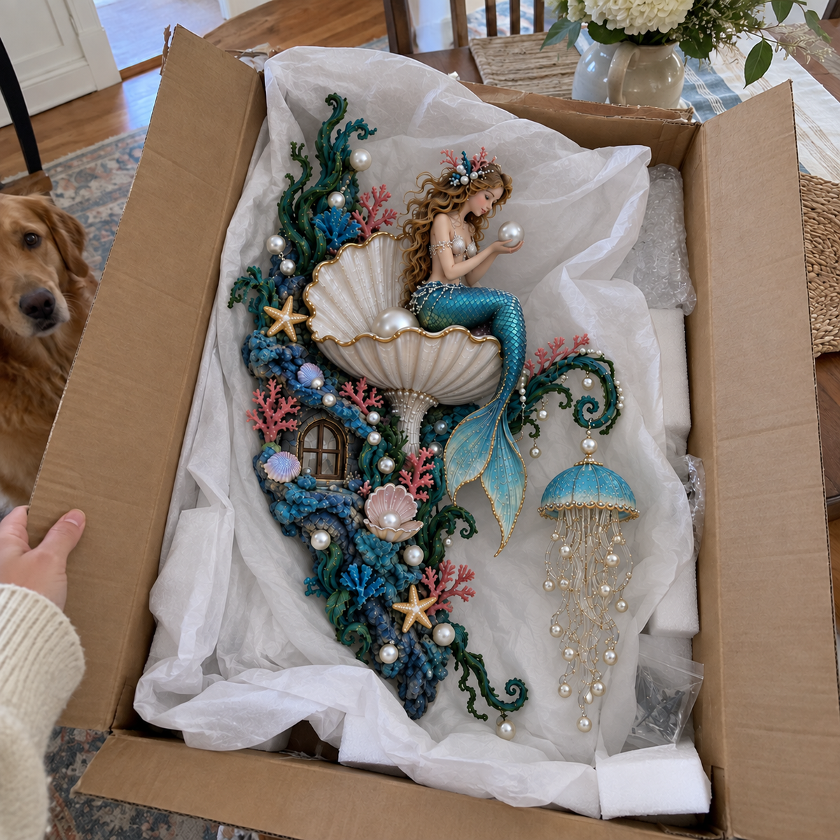 ✨ Mermaid Pearl Glow Wall Light – Ocean-Inspired Coastal Decor 🧜‍♀️🐚