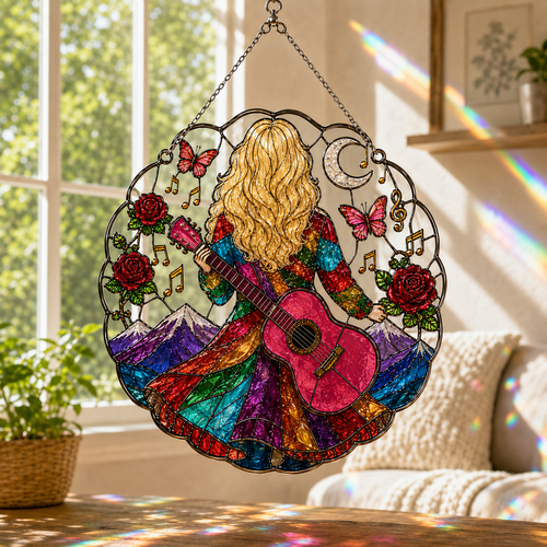 🎶✨Let the Music Shine – Country Music Inspired Stained Glass Suncatcher