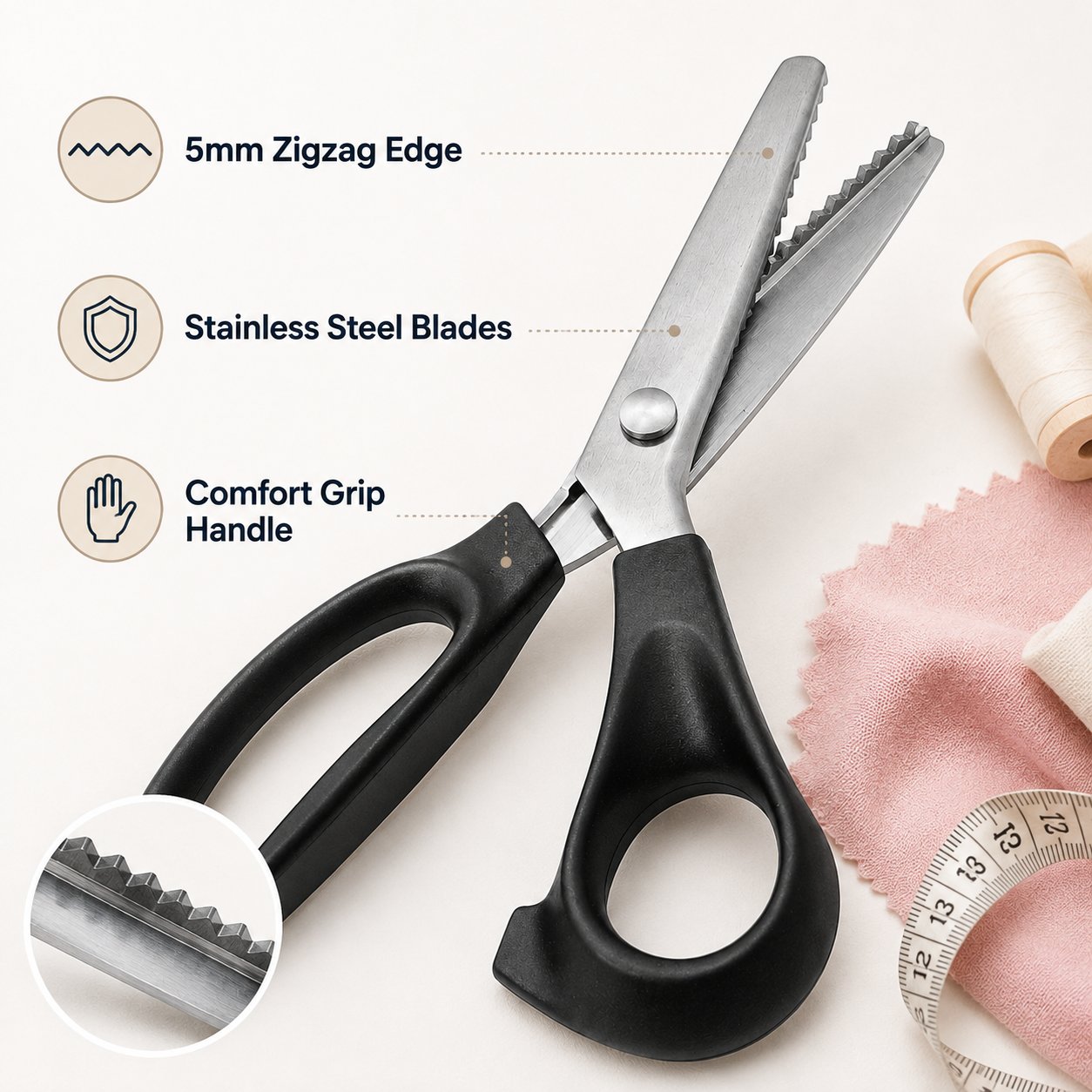✂️ Limited-Time 50% OFF – 5mm Zigzag Pinking Shears for Fabric & Crafts