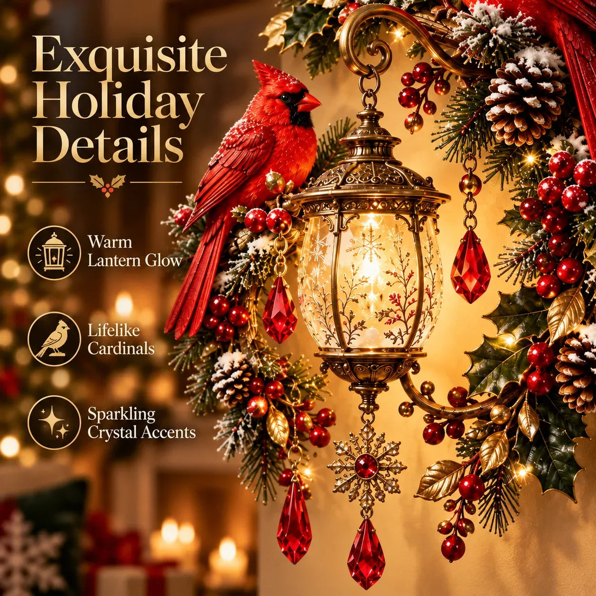⭐HOT SALE 49% OFF✨Cardinal Christmas Lantern Glow™ – Lighted Holiday Wall Decor