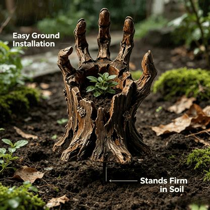 🎃🖐️ Creepy Graveyard Hand Stake – Rustic Halloween Garden & Planter Decor