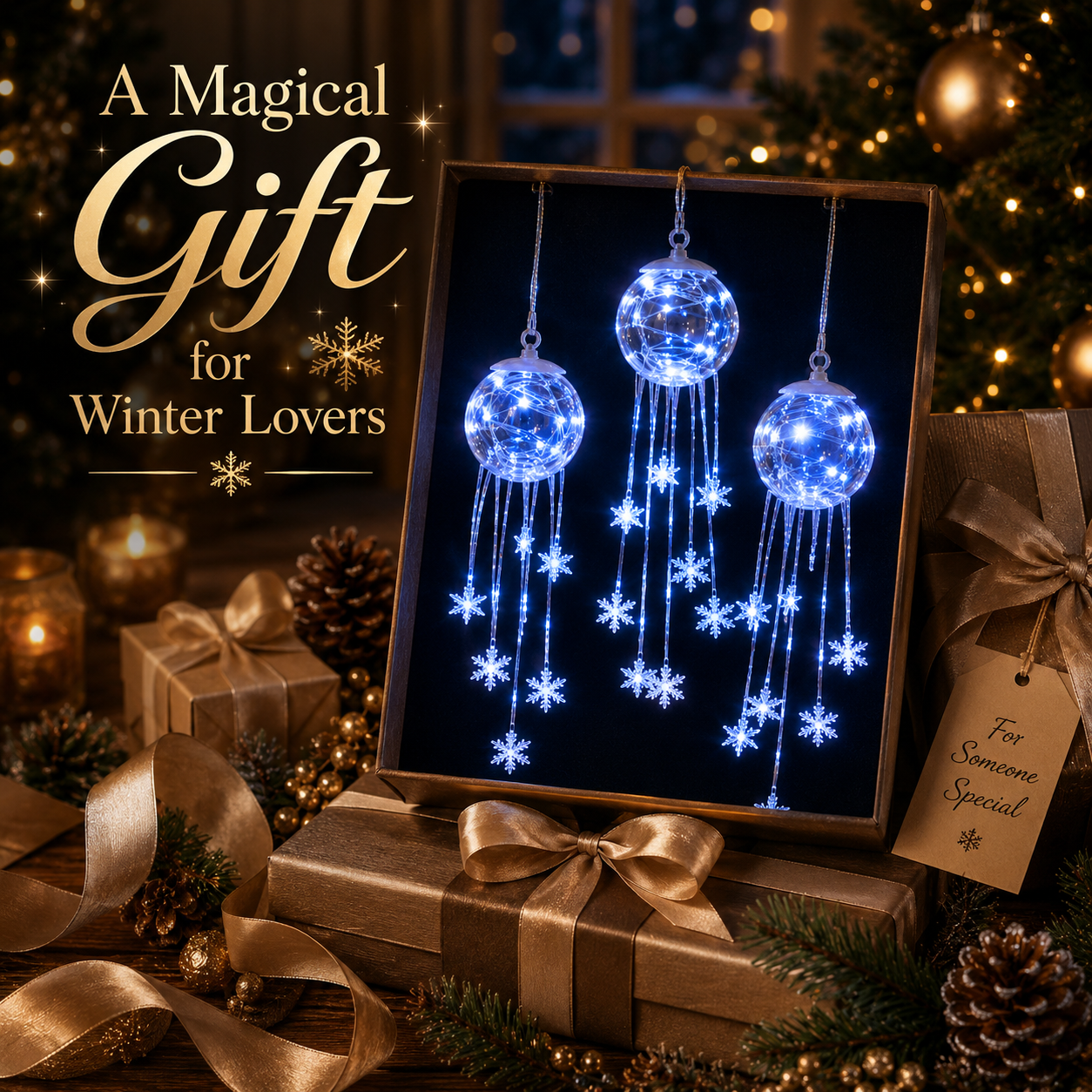 Snowflake hanging ornament presented as an elegant Christmas gift