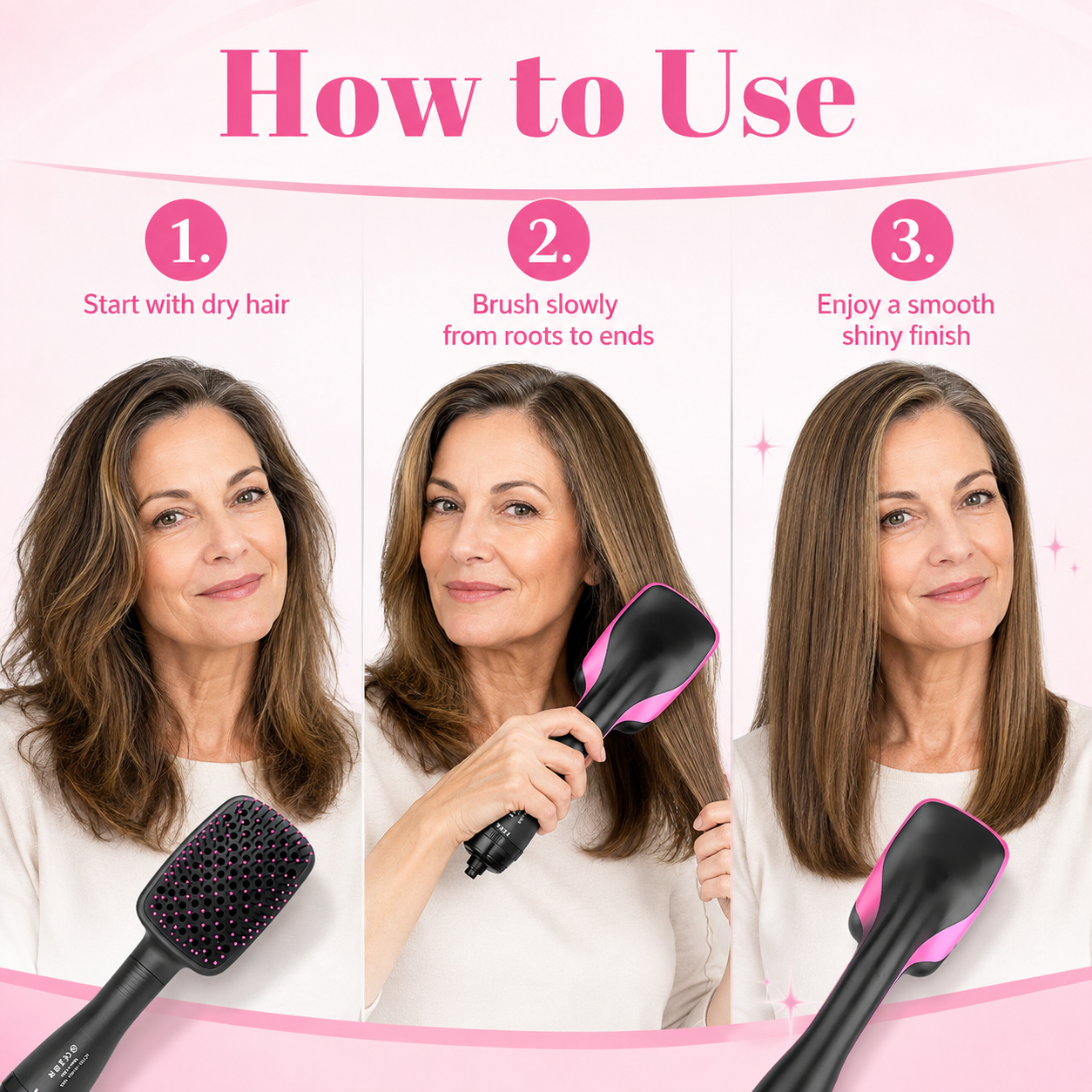 💎 3-in-1 Smoothing Straightening Brush