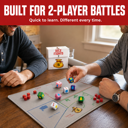 Ultimate Dice Fights Bundle – 2-Player Strategy Game with Heal or Steal Set & Battle Mat