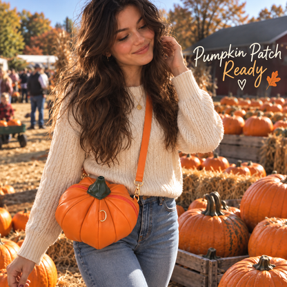 🎁 Pumpkin Crossbody Purse – Cute Halloween & Fall Handbag