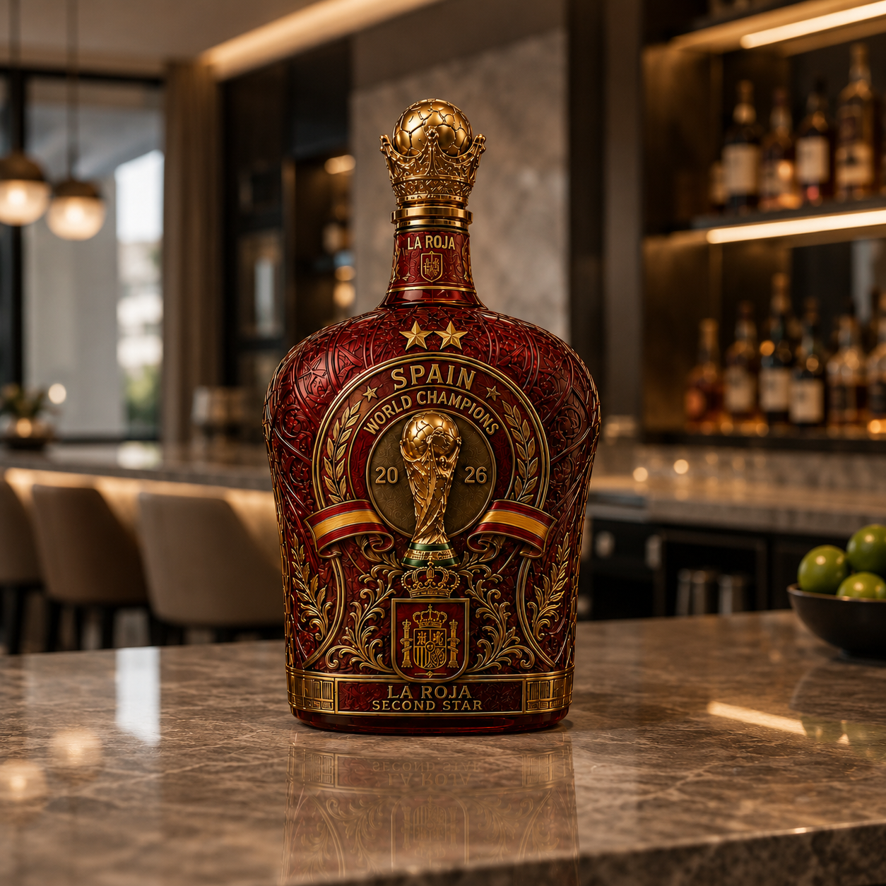Spain Second Star World Champions 2026 Whiskey Bottle