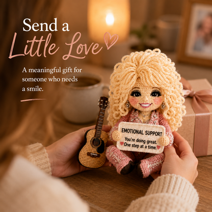 Little Emotional Support Friend – Handmade Crochet Encouragement Doll with Mini Guitar
