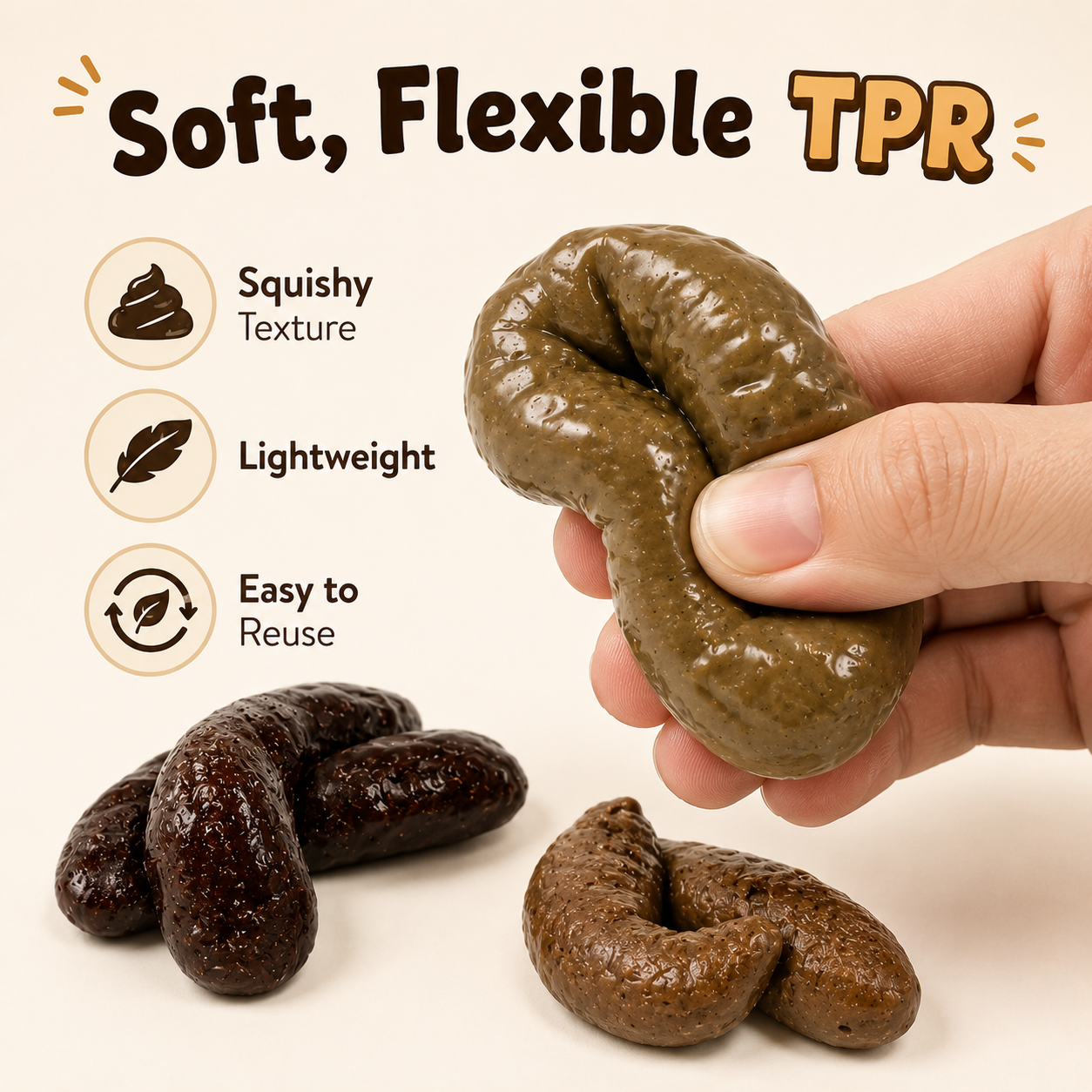 🔥7PCS Realistic Fake Poop Prank Set – Hilarious Gag Gift for Parties & Office