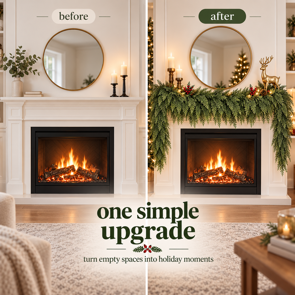 Lush Faux Cedar Christmas Garland – Realistic Evergreen Holiday Decor