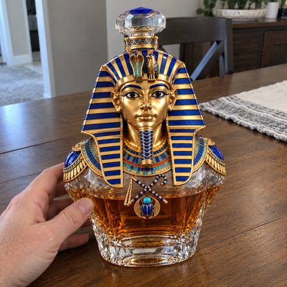 👑 Tutankhamun’s Legacy Whiskey Decanter — Blue & Gold Limited Custom Edition