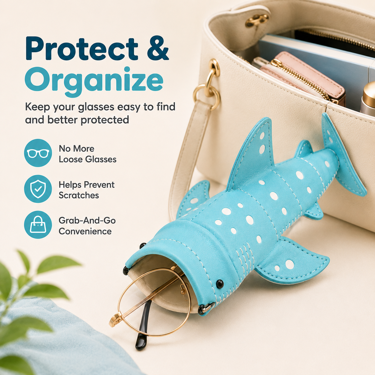 Cute Shark Wide-Mouth Glasses Case