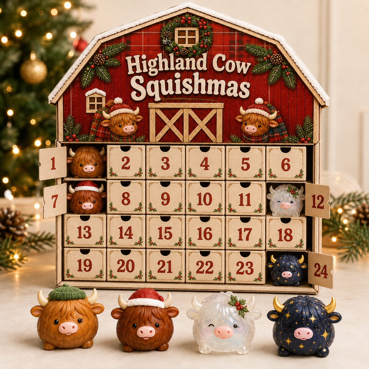Highland Cow Harvest Herd Squishy Set
