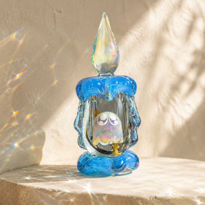 🕯 Tiny Ghost in a Glass Candle – Sun-Catching Collectible Figurine