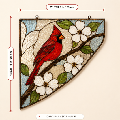 Nature’s Light Stained Glass Doorway Corner Suncatcher – Honeybee, Hummingbird & Cardinal