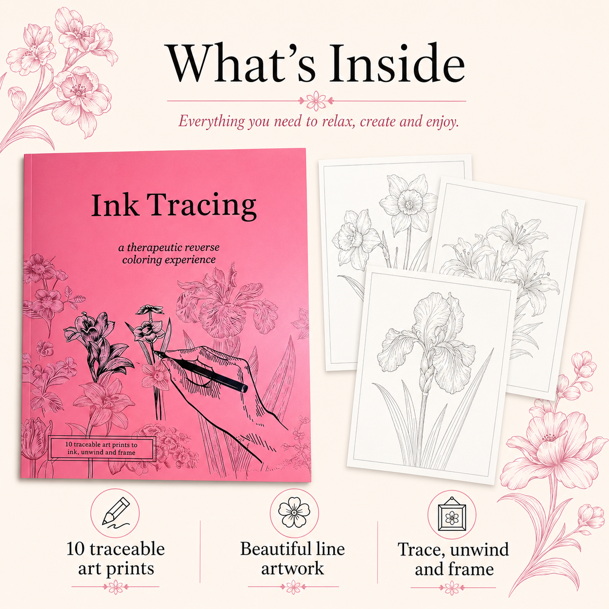 Beginner-Friendly 💕 Ink Tracing – A Relaxing Reverse Coloring Experience
