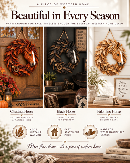 Rustic Horse Head Wreath – Western Farmhouse Wall & Door Decor