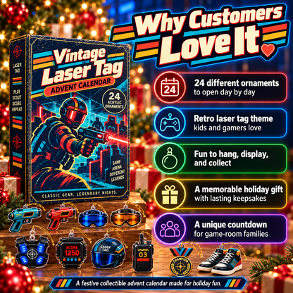 Vintage Laser Tag Advent Calendar – 24 Retro Gaming Acrylic Ornaments