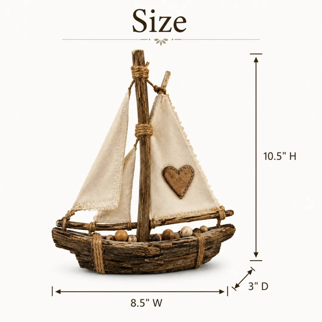 Lighted Rustic Sailboat Decor with Warm LED Glow