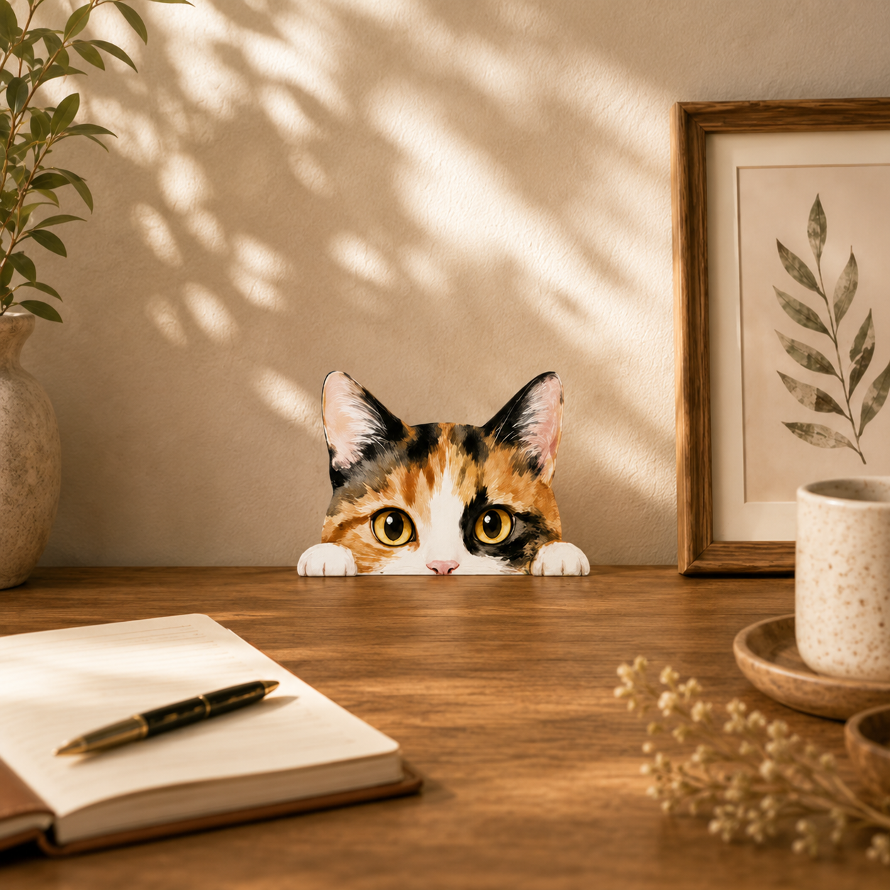 Peeking Cat Shelf Sitter Decor