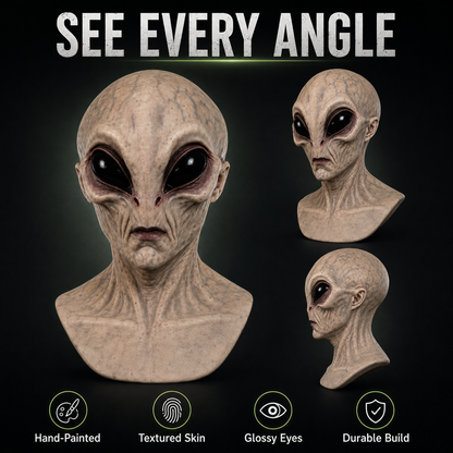 Hyper-Realistic Alien Full Head Mask – Unisex Silicone Halloween Costume Mask