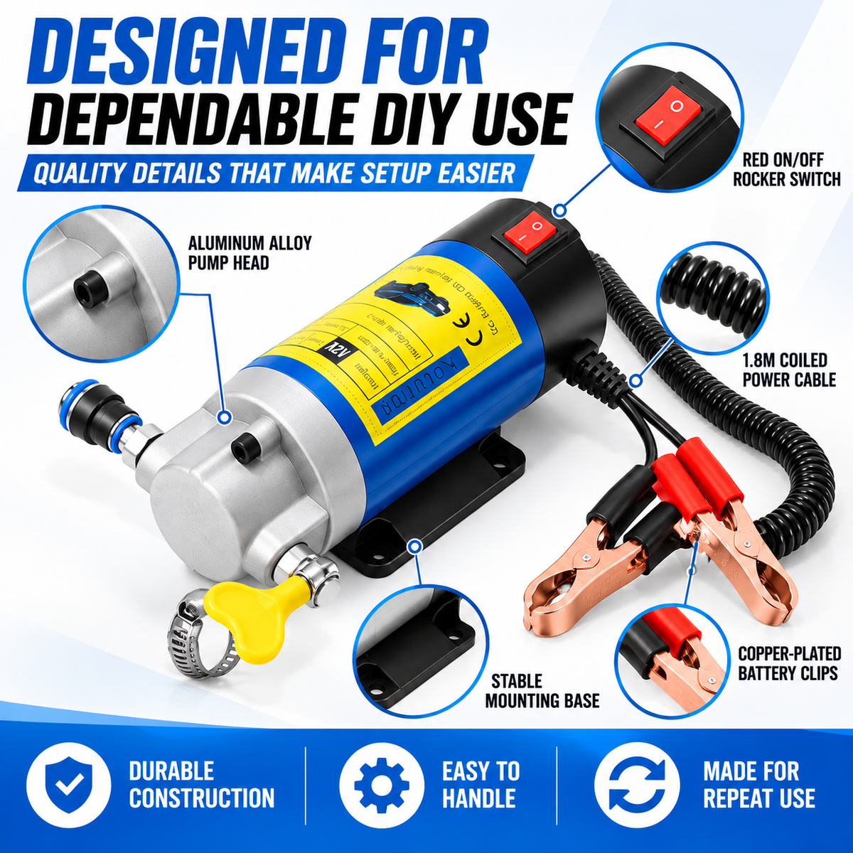 Portable 12 Volt Oil Change Pump | Universal Vehicle Compatibility