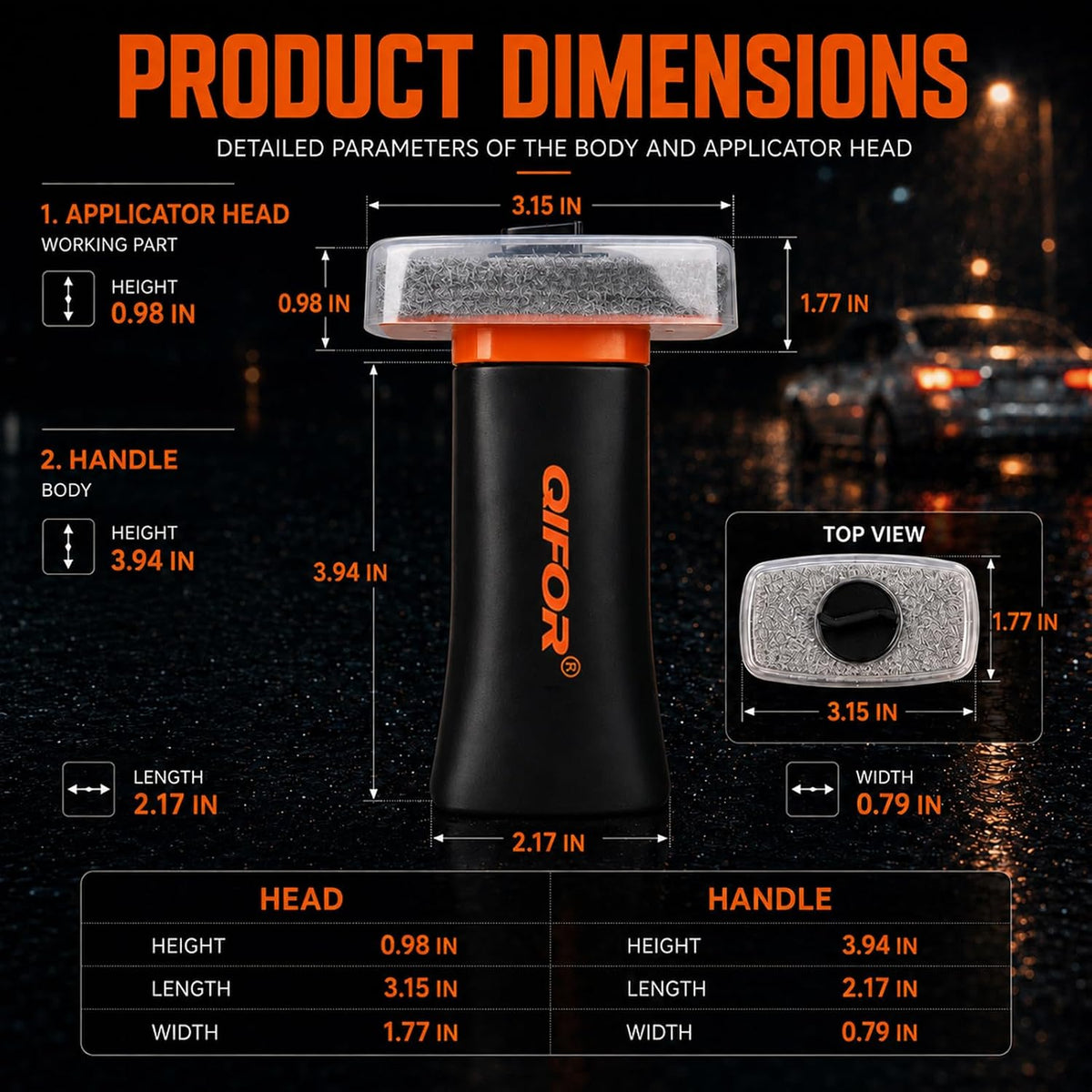 Windshield cleaner product dimensions