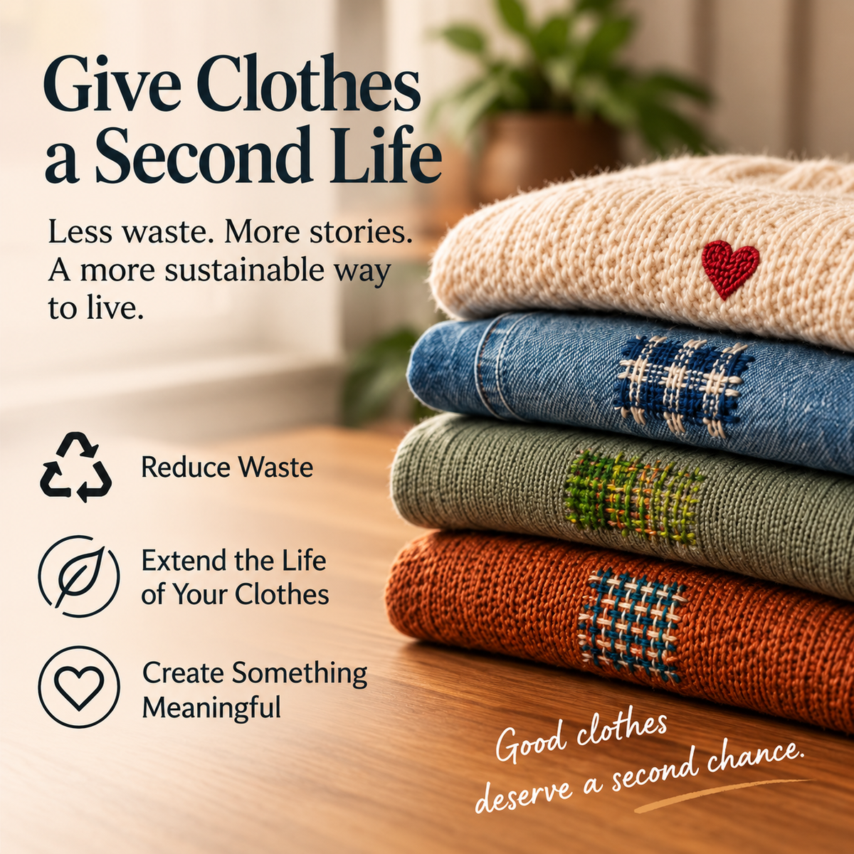 Clothing repaired with visible mending