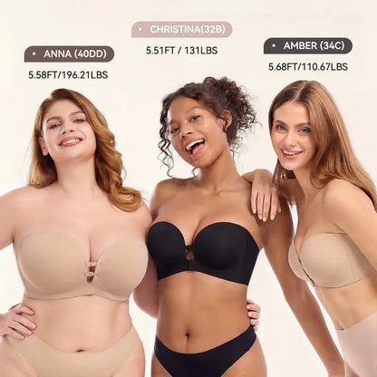 Stay-Up Strapless Front Closure Support Bra – No-Slip Lift & Smooth Side Fit