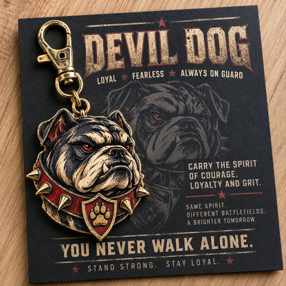 🐶🔥 Rugged Bulldog Guardian Keychain – 3D Metal Dog Keepsake for Keys & Gear