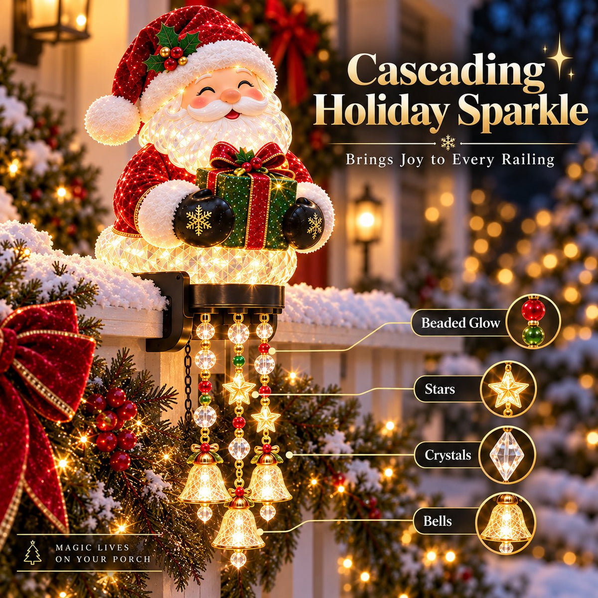 Four Christmas railing light styles