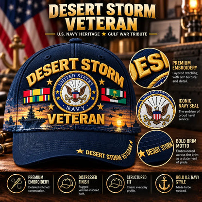 🎖️🇺🇸 Desert Storm 35th Anniversary Veteran Cap – Honoring Service, Brotherhood & Pride | 1991–2026