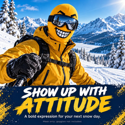 🏂😎 Funny Face Ski Mask | Yellow Expression Balaclava
