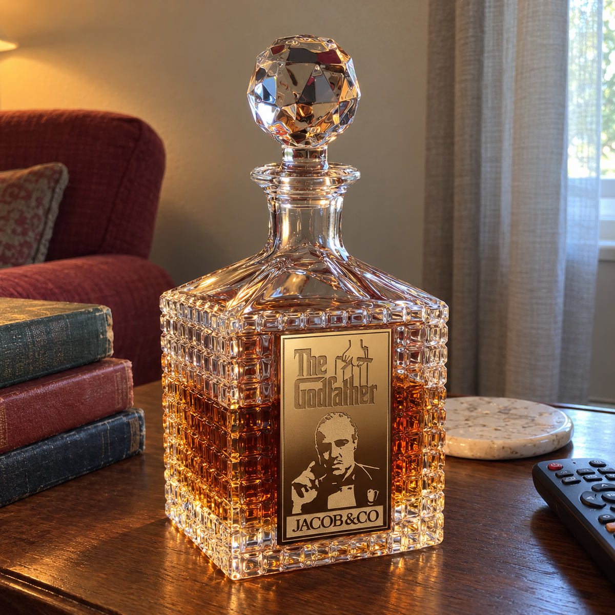 🥃 The Godfather-Inspired Whiskey Decanter | Faceted Stopper, Gold-Tone Details & Classic Cinema Style 🎬