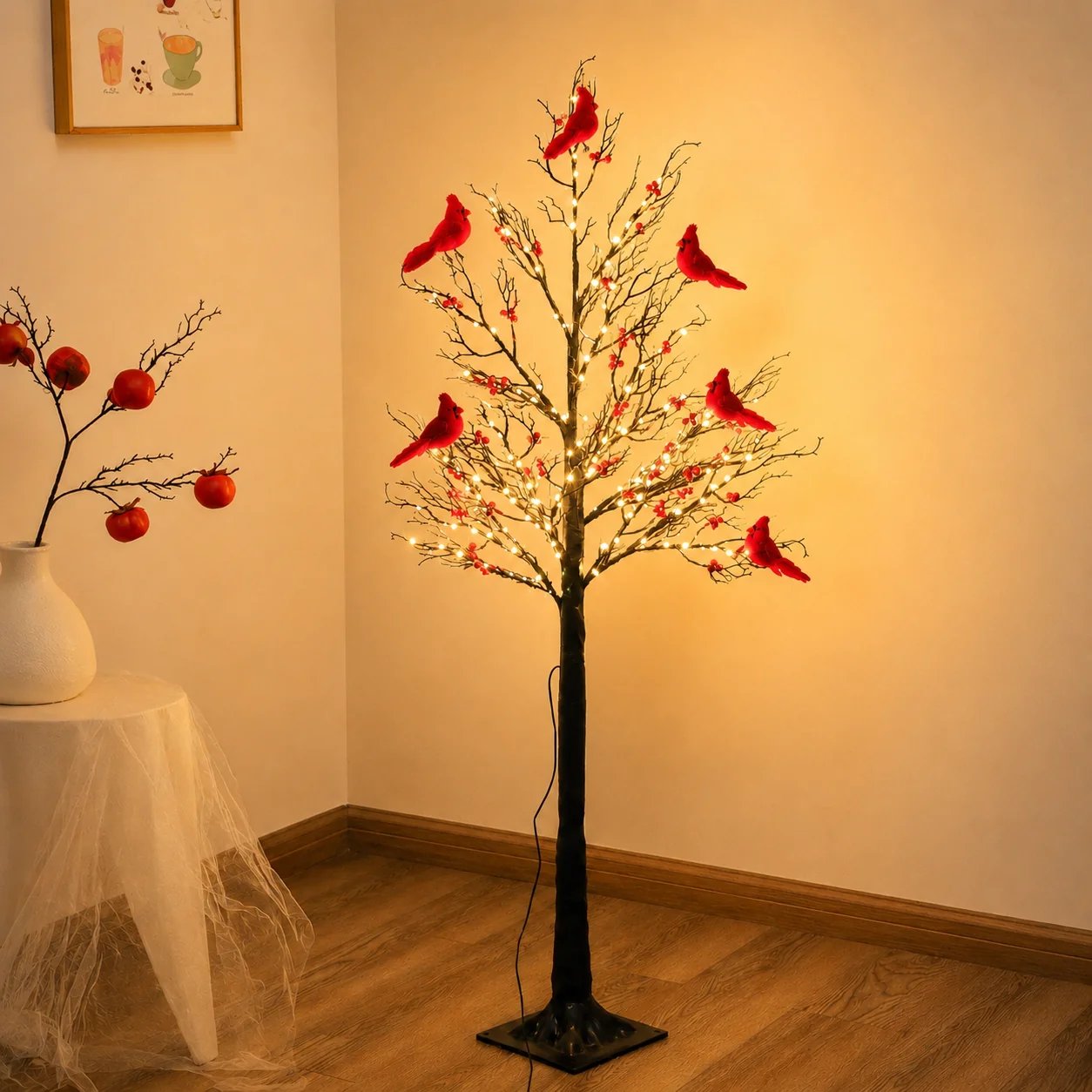 🎉✨ 2026 Vintage Glowing Cardinal Tree