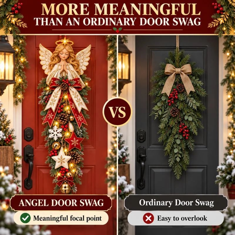 🎉 49% OFF✨👼 Lighted Angel Christmas Door Swag – A Heavenly Holiday Welcome
