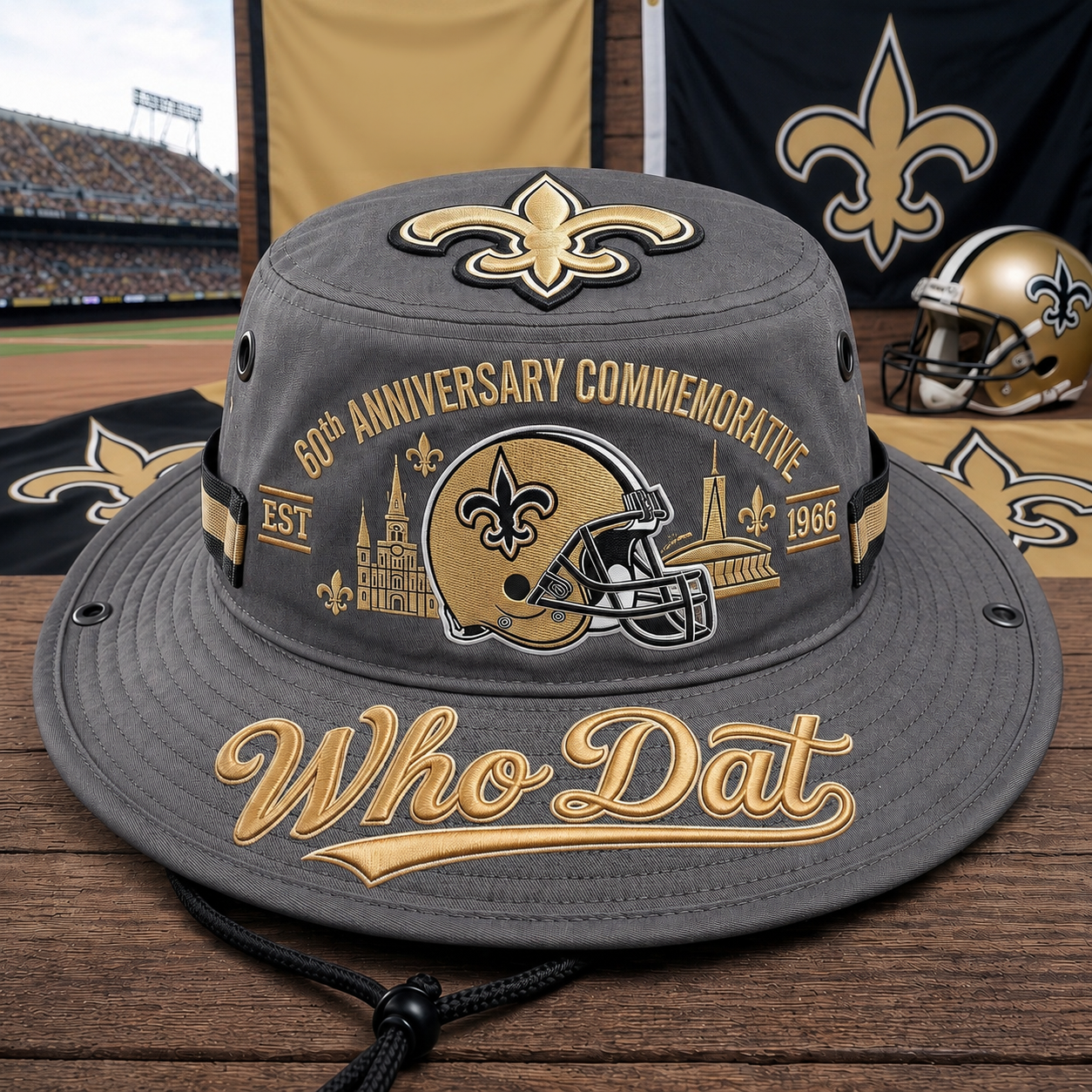 🇺🇸 Last Day Promo: 49% OFF⚜️🏈Who Dat 60th Anniversary commemorative Boonie Hat